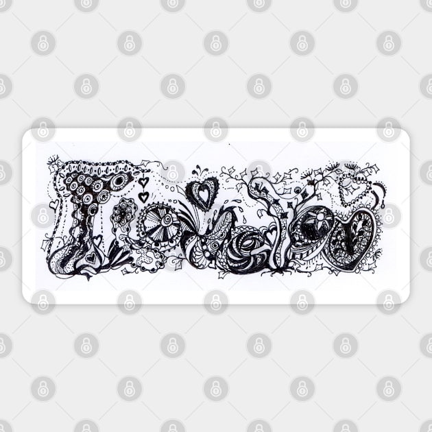 I Love You Aussie Tangle Black & White Sticker by Heatherian